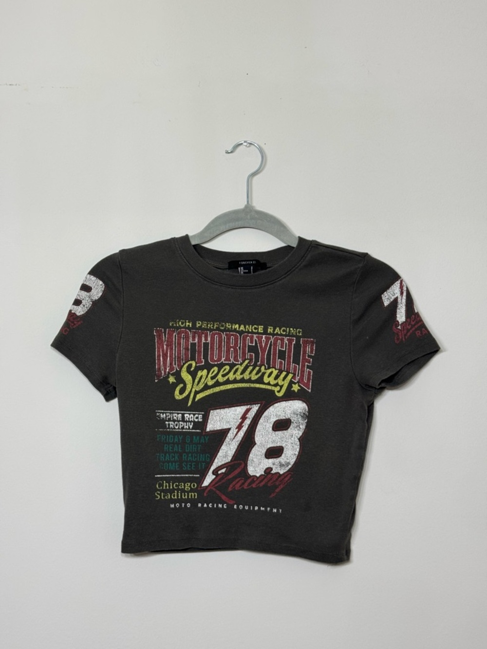 Women’s Motorcycle Speedway Graphic Tee - Dark Grey